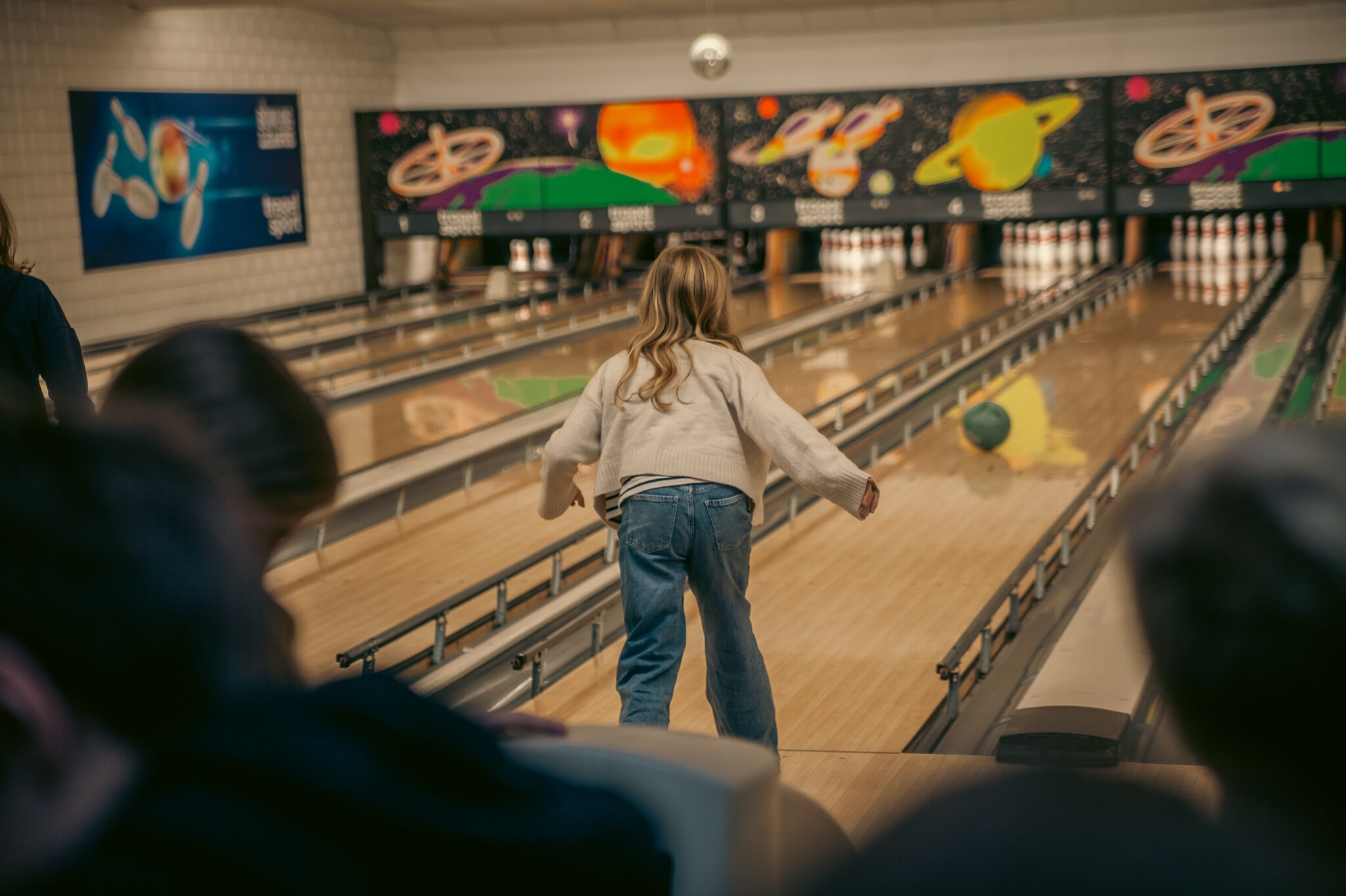 bowling lanes and seats