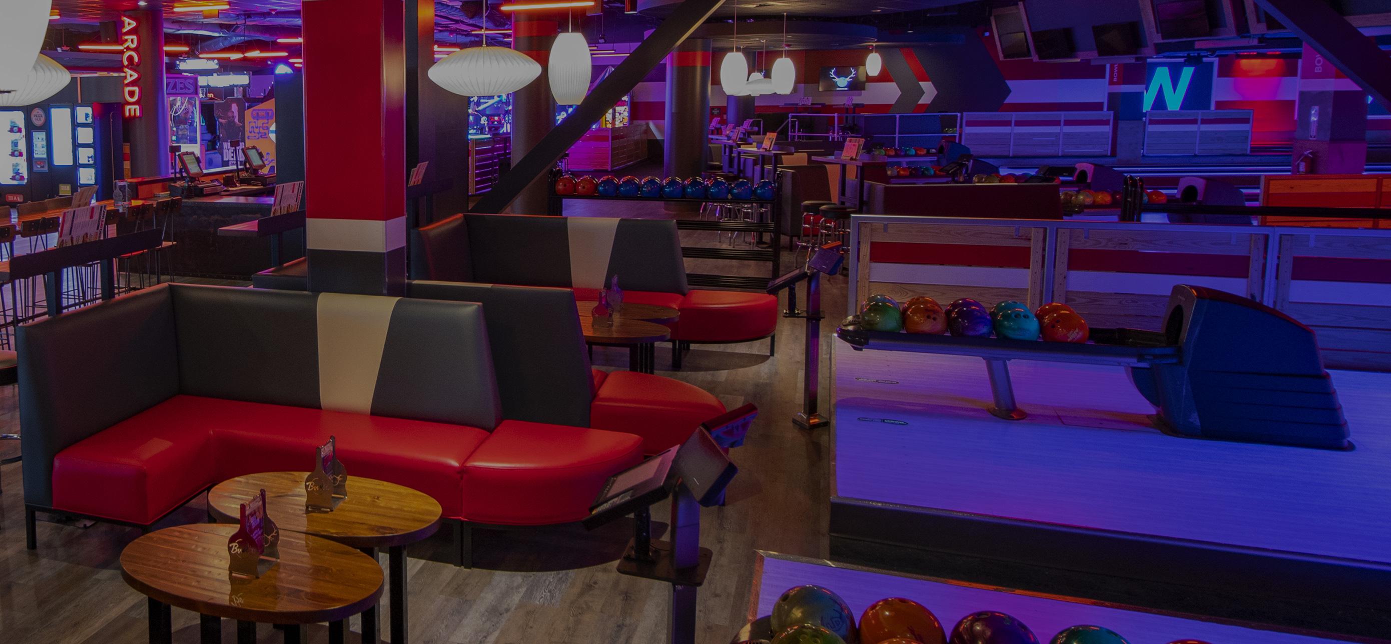 bowling lanes and seats